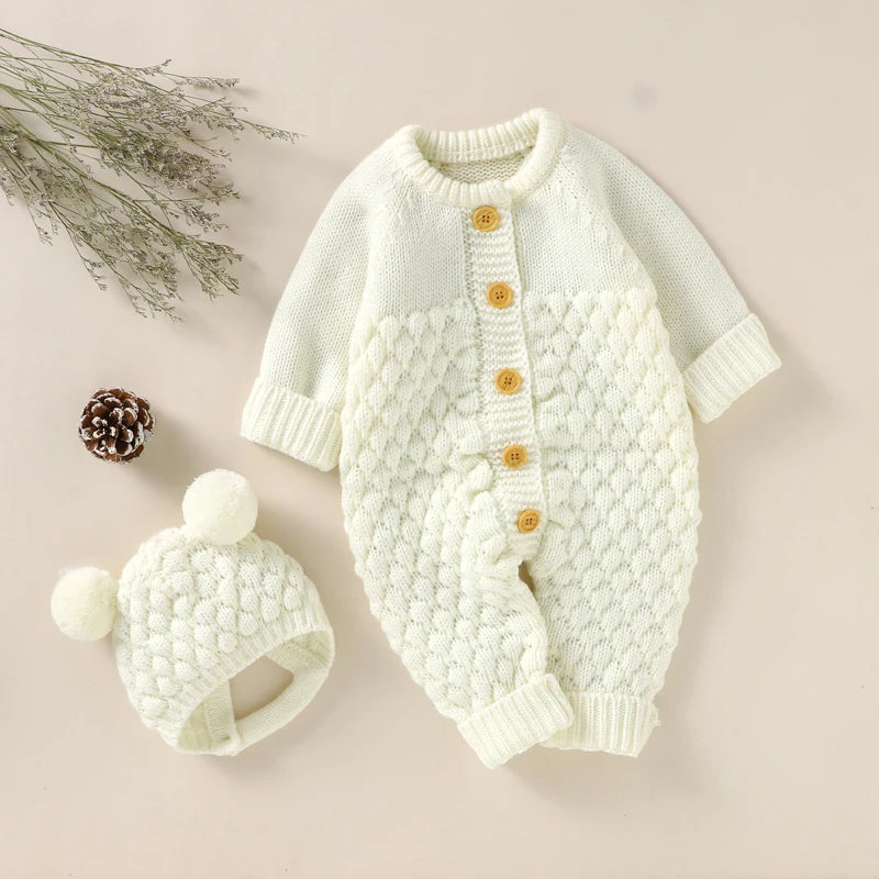 Newborn Baby Romper Shoes Gloves Set Knit Girl Boy Jumpsuit Boot Mitten Solid Toddler Infant Long Sleeve Clothing 4PC Fall 0-18M