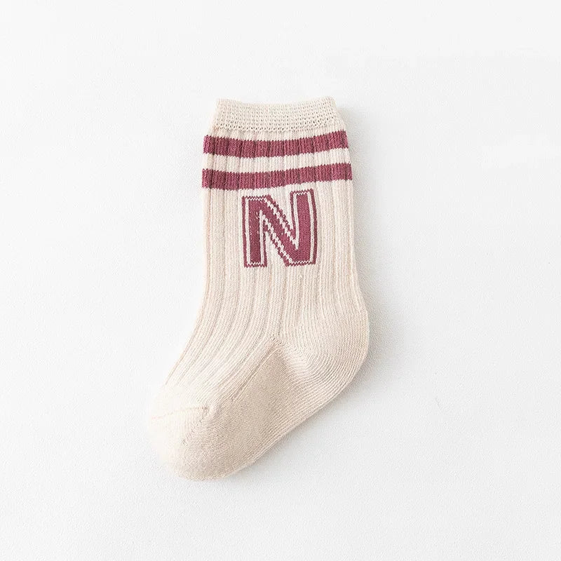 Fashion Stripped Baby Socks Korean Soft Cotton Breathable Elastic Middle Tube Socks Toddler Infant Kids Casual Short Socks