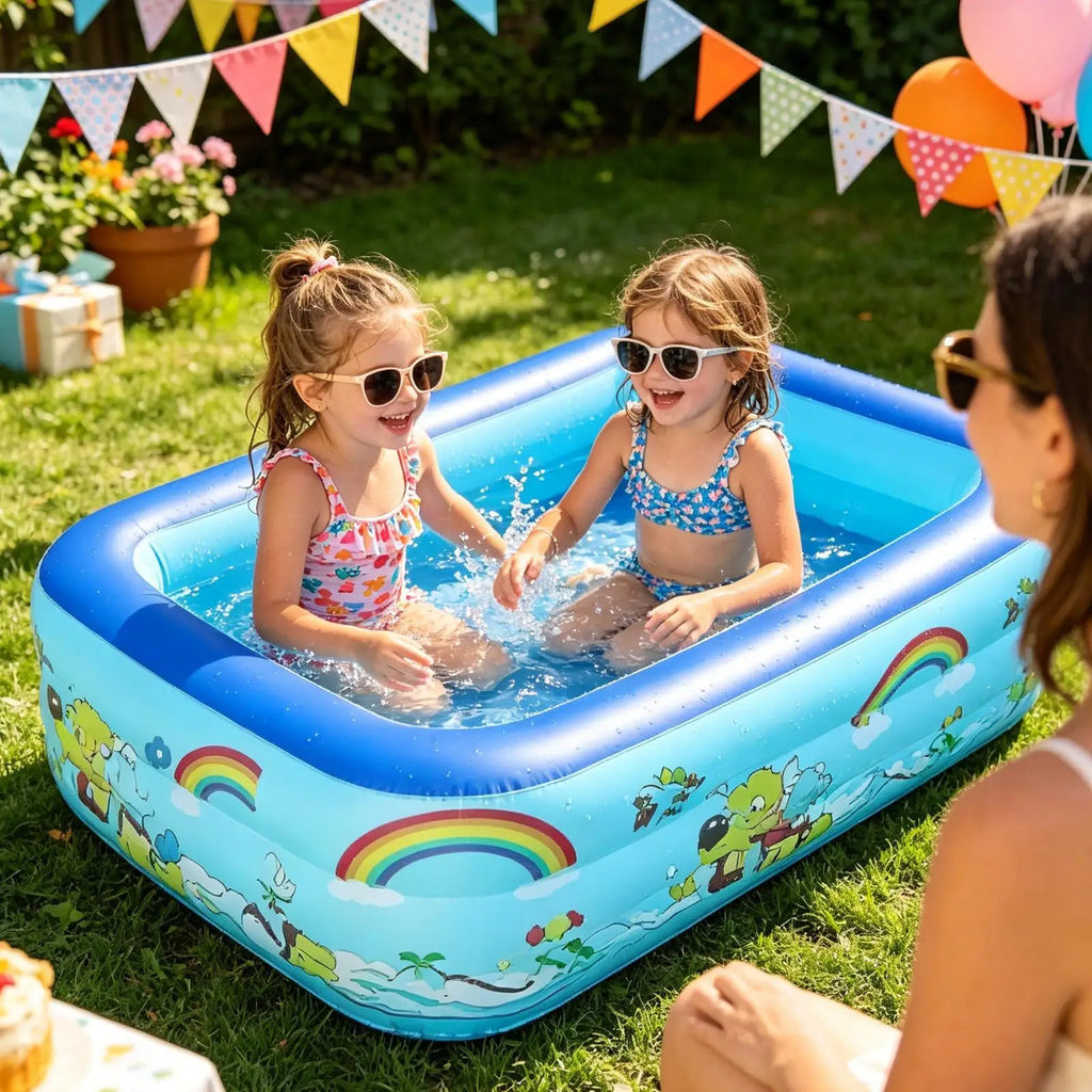 Inflatable Pool Kids Large Portable Outdoor Games Kids Summer Blow Up Swimming Pool for Boys Girls Family Indoor Outdoor Garden