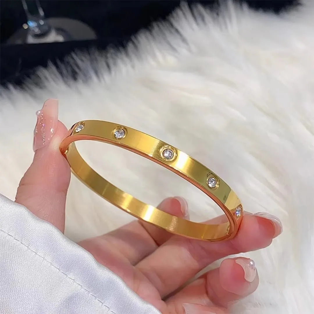 5/1pcs Sparkling Zirconia Inlaid Stainless Steel Bracelet Set for Women Stackable Bangles Fashion Non Fading Jewelry Gift