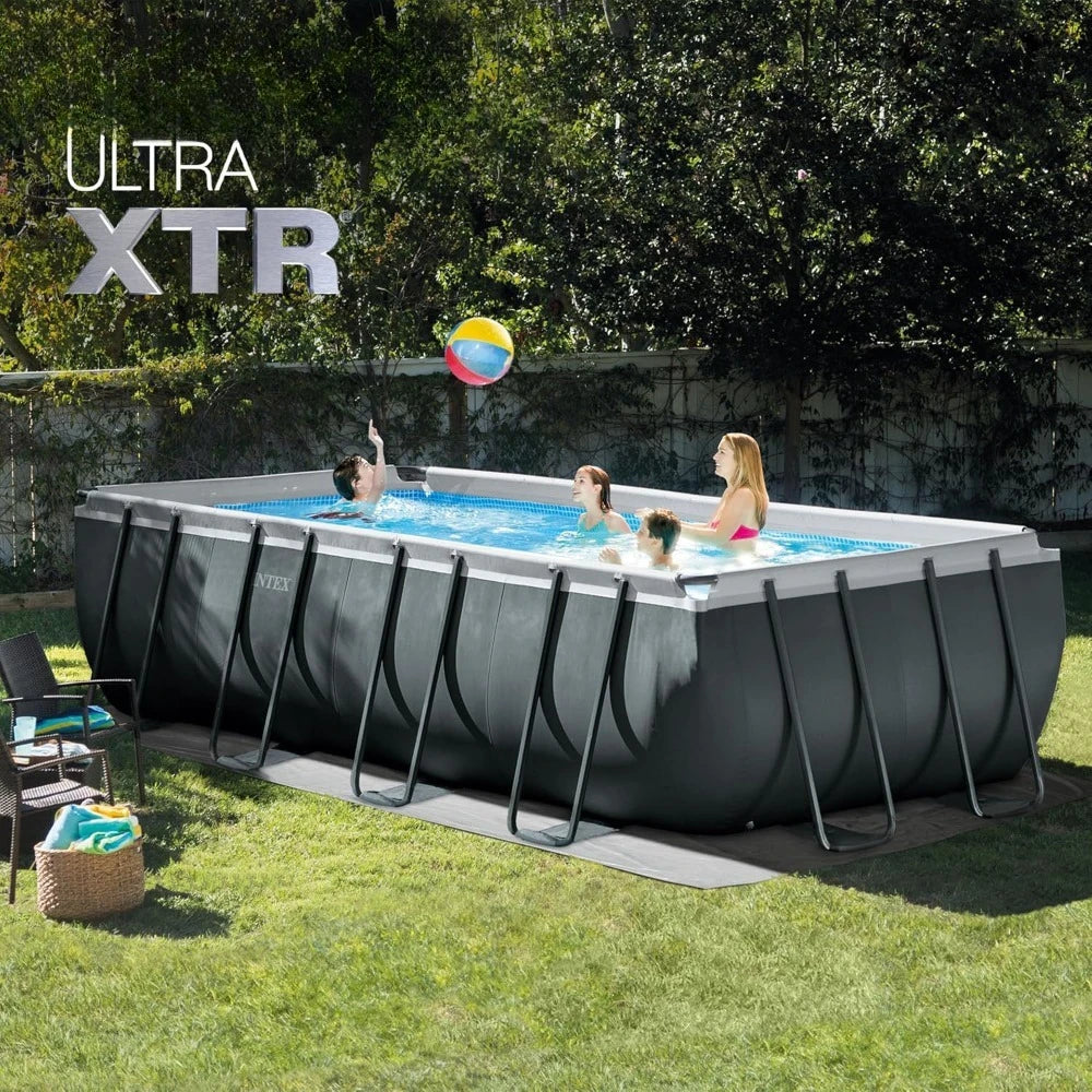 Ultra XTR Large Rectangle Above Ground Swimming Pool Set 18ft x 9ft x 52in with Pump