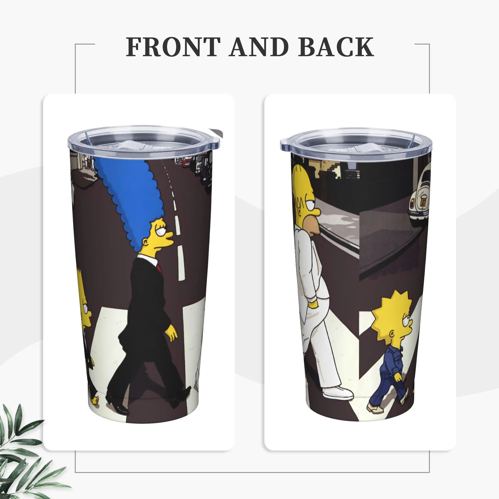 Simpsons Cartoon Tumbler Vacuum Insulated  Thermal Cup with Lid Straw Smoothie Tea Mugs Spill Proof