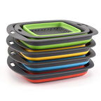 LMETJMA Square Collapsible Colander Silicone Kitchen Foldable Colander  Food Vegetable Fruit Strainers Drainer JT39