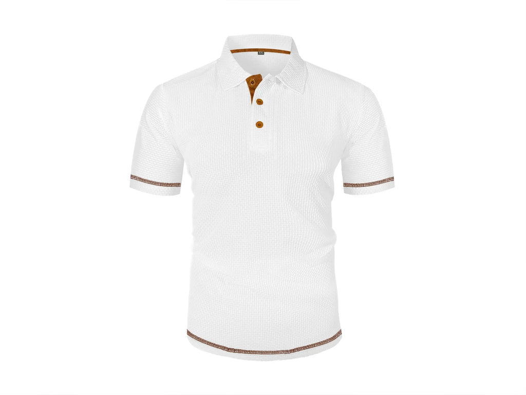 Summer ice silk lapel men's short-sleeved T-shirt men's clothing top