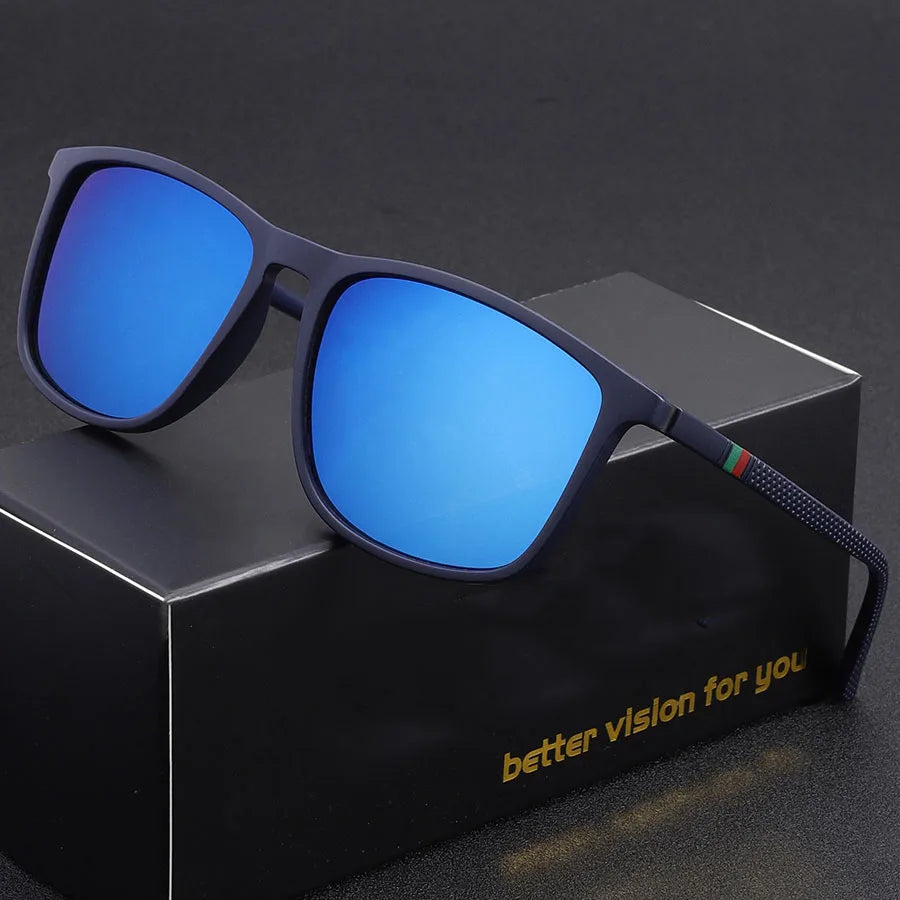 Classic Square Men's Sunglasses Comfortable Lightweight Black Frame Glasses Ideal for Travel Photography Gifts