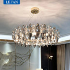 Modern Luxury Crystal Chandeliers Lighting Indoor Lustre E14 LED Pendant Lamp for Living Room Art Decor Hanging Light