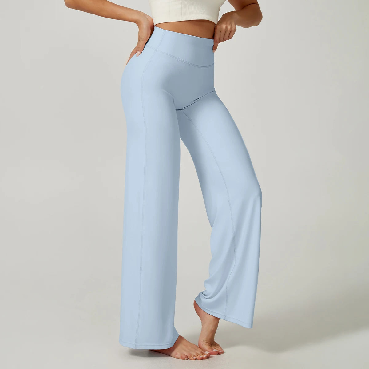 Women High Waist Wide Leg Yoga Pants Loose Flare Leggings Tummy Control Straight Workout Trousers Casual Lounge Pants Fitness