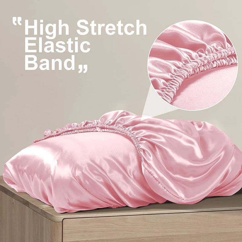 Satin Decorative Pillowcases for Hair Protection Elastic Band Cushion Covers Luxury Silky Fabric Travel Beddingroom Pillow Cover