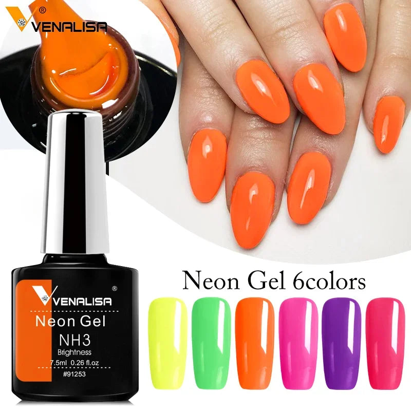 Venalisa Neon Gel Polish Varnishes Hybrid Nails For Manicure 7.5ml Semi Permanent Soak off Enamel Gel Polish UV Nail Gel Polish