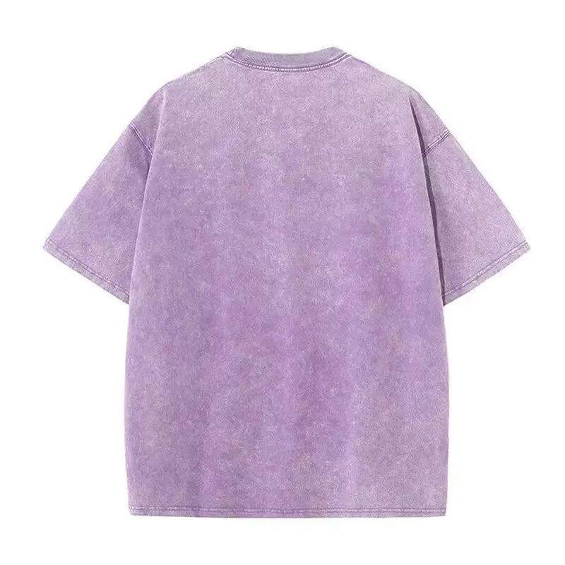 230G Cotton Retro Punk T-shirt Drop-shoulder Sleeve Men Women Vintage Short-sleeve T Shirts Solid Color Hip Hop Loose Tees