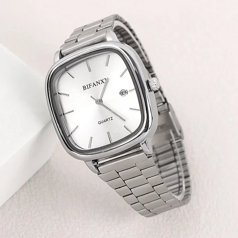 Famous Brand Men Calendar Watch Stainless Steel Strip Quartz Watches Dropshipping Luxury Gift Gold Wristwatches Wholesale