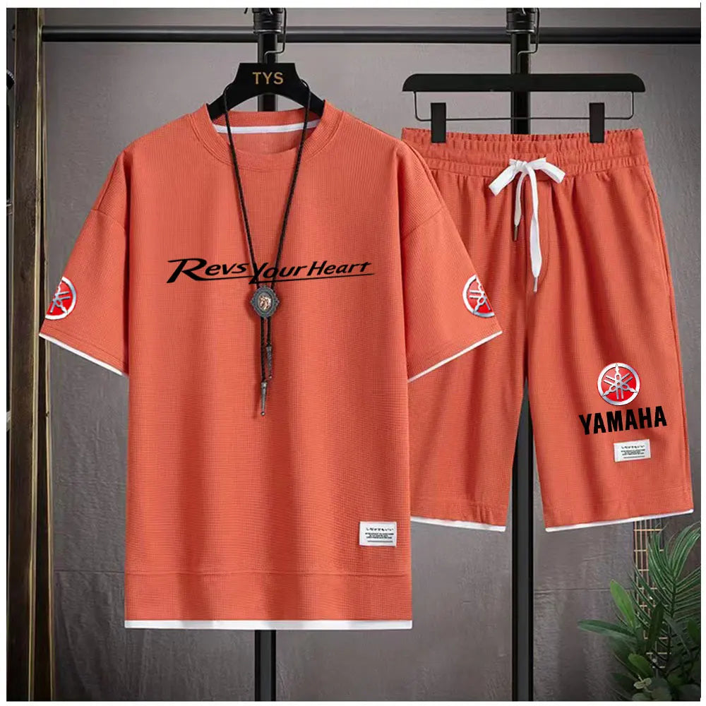 2026 Yamaha Racing Men's Sport Clothing Set Spring/Summer Short Sleeve T-Shirt & Sports Shorts Running Men's Athletic Wear