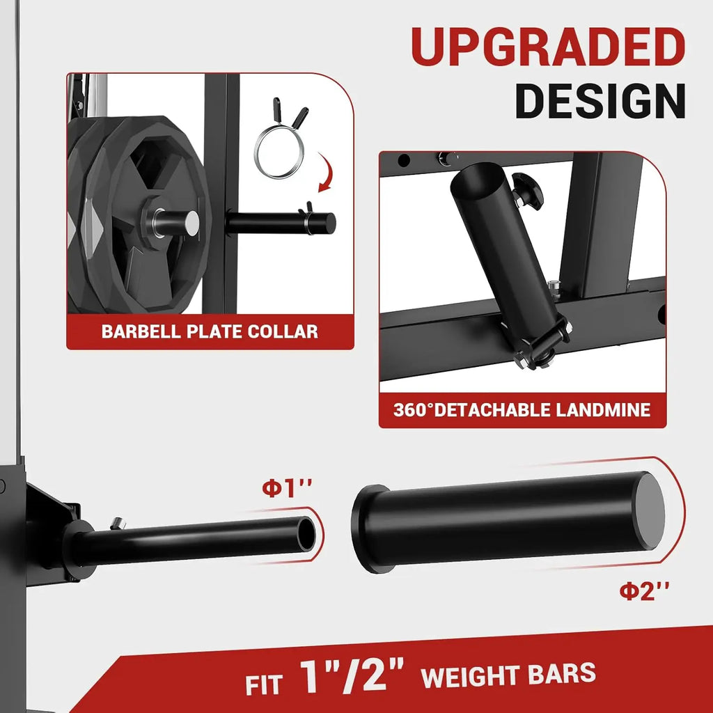 2000LBS Smith Machine Squat Rack Power Cage Cable Crossover Lat Pulldown Home Gym, Custom