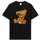 Teddy Bear Playing Badminton T-shirt Cotton Clothing Tops Graphics Kawaii Men Women Short Sleeve Print TShirt Tees