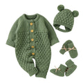 Newborn Baby Clothes Set Knitted Infant Girl Boy Romper +Hat +Gloves +Shoes Fall 4PC Long Sleeve Jumpsuit Outfits +Mitten +Boots