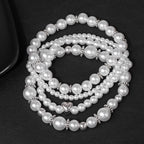 4 Pcs/Set White Pearl Bracelet Set Multilayer Gold Color Beads Bracelet For Women Trendy Imitation Pearl Bangle Luxury Jewelry