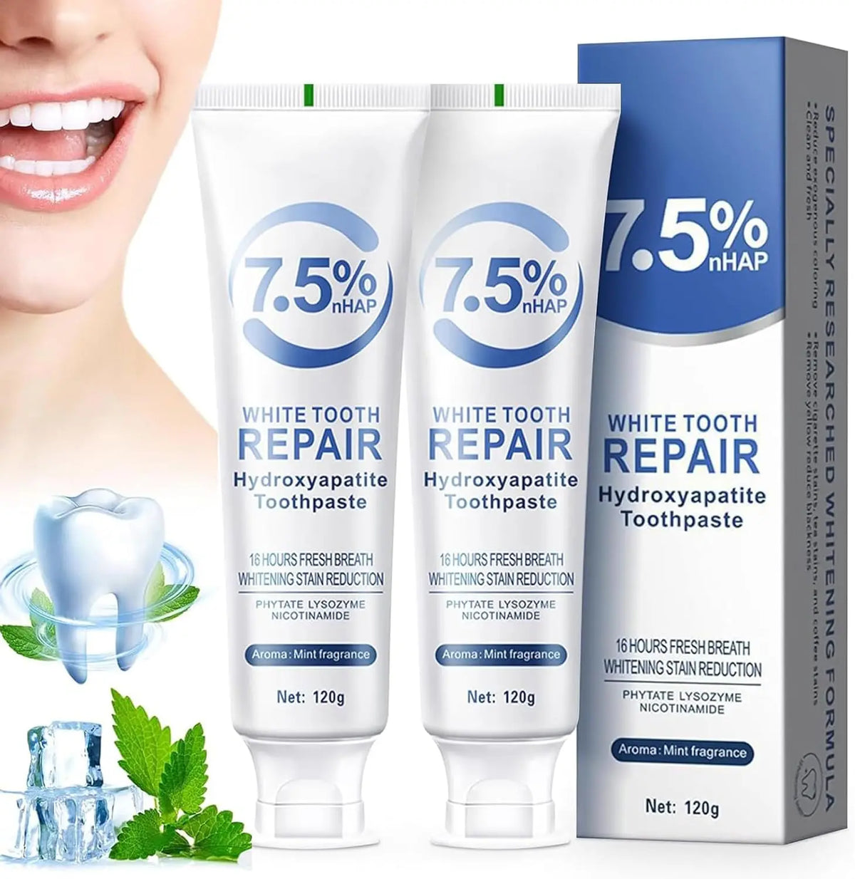 1/2/3Pcs Hydroxyapatite Toothpaste for Advanced Enamel Protection Tooth Strengthening Fresh Breath Deep Cleaning Care Toothpaste