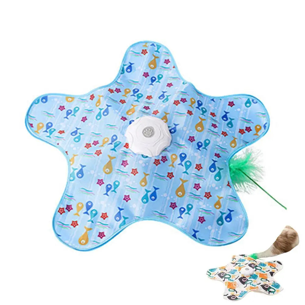 Interactive Cat Toys, Automatic Turntable Pet Game Cover With Moving Feather & Animal Chirps,Cat Enrichment Toy For Bored Cats