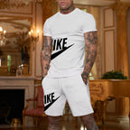 2025 new men's fashionable sportswear summer wear men's fitness wear short sleeved T-shirt and shorts quick drying 2-piece s