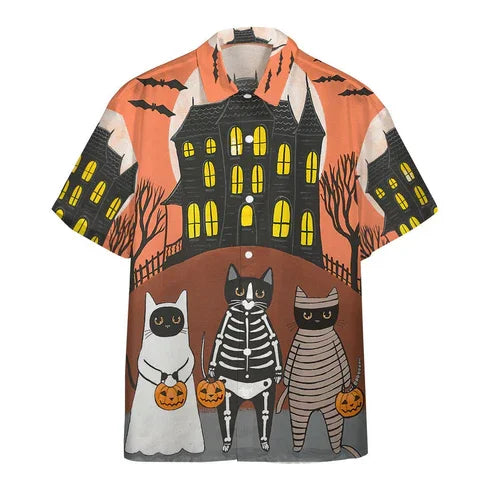 New Halloween Series 3D Printed Casual Pumpkin Short Sleeved Shirt for Men Beach Wear Summer Clothing
