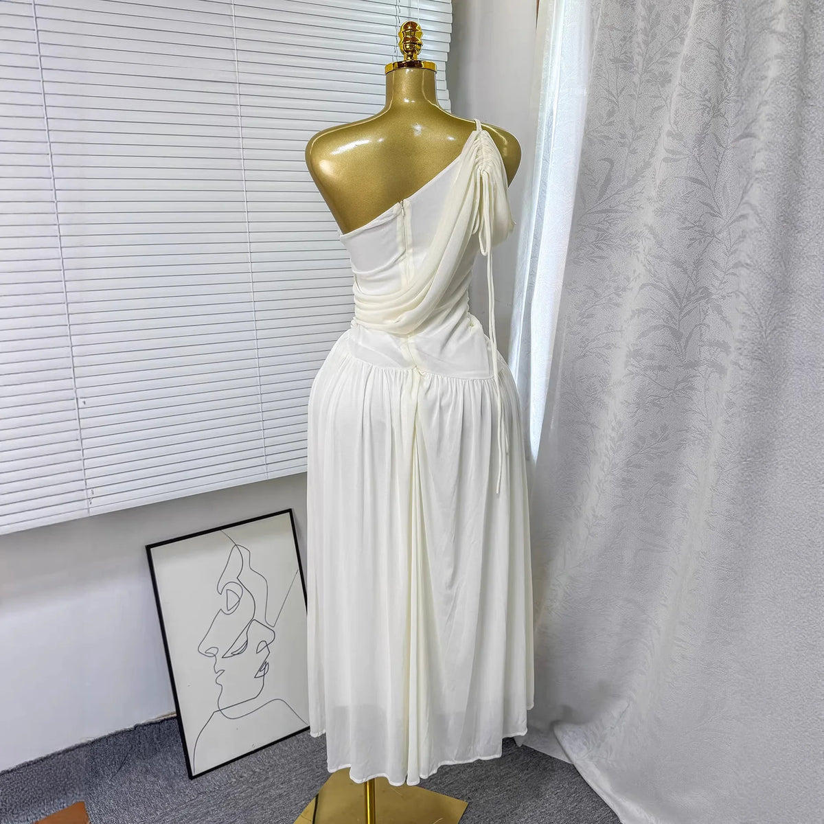 Women Backless Dresses A Line Solid Pleated  Dress Ankle Lenth Sleeveless Waist Cinch Slim Fit Party Sexy Elegant 2026 Summer