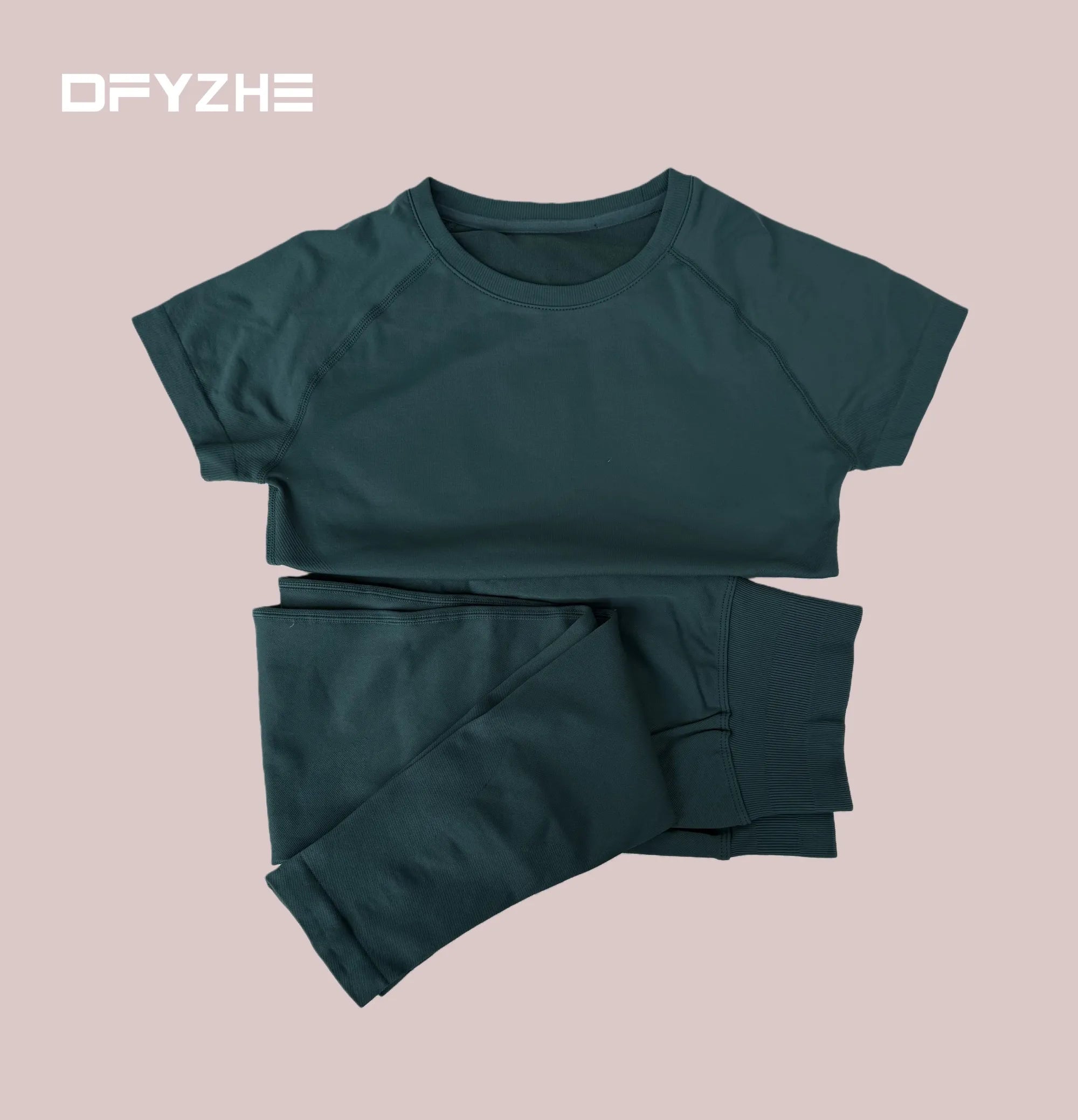 summer new T-shirt long pants two-piece set round neck short sleeved tight pants, yoga fitness tight pants, running sports set