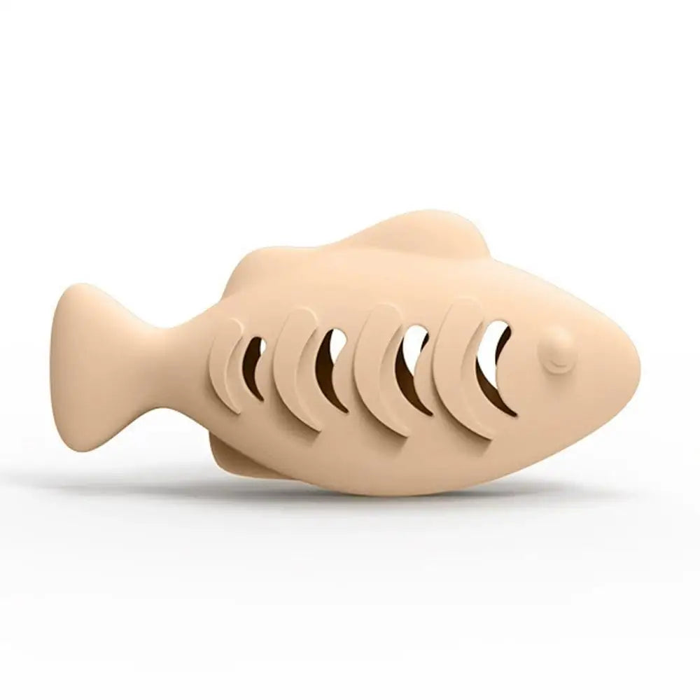 Interactive Cat Toy Food Dispenser for Indoor Cats Blue Treat & Catnip Stuffer Engaging Silicone Fish Chew Toy for Dental Care