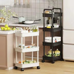 5-Tier Mobile Trolley Storage Rack Rolling Cart Floor Shelf with 360° Wheels for Kitchen Bathroom Fruit Vegetable Snack Holder