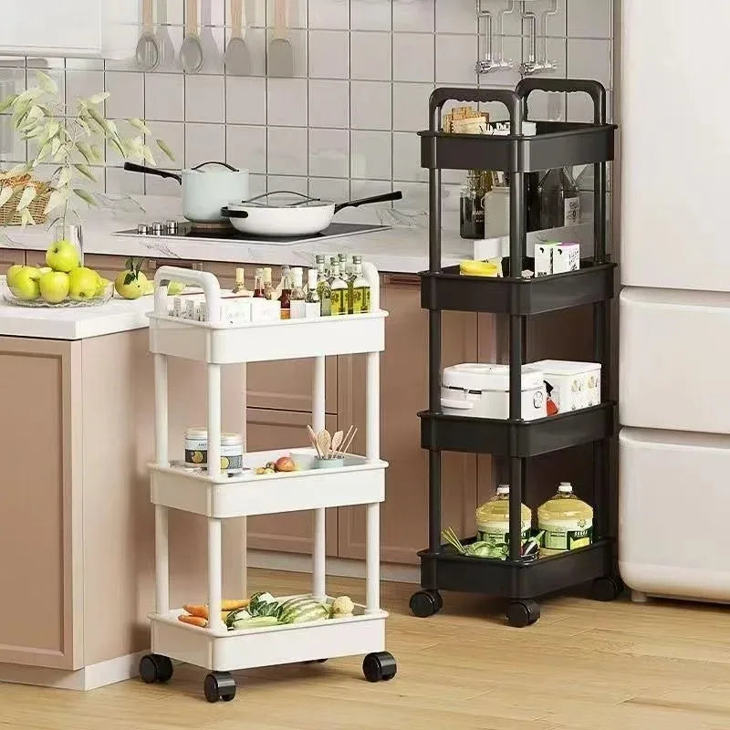 5-Tier Mobile Trolley Storage Rack Rolling Cart Floor Shelf with 360° Wheels for Kitchen Bathroom Fruit Vegetable Snack Holder