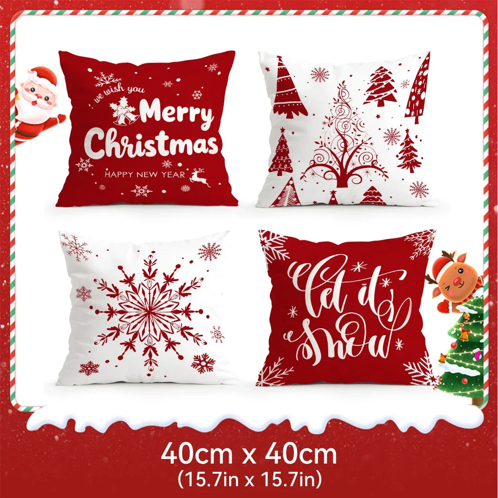 40/45/50cm Red Christmas decoration Cushions Pillowcase Polyester Cushion Cover Throw Pillow Pillowcover Home Car Sofa Decor