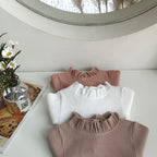 New Spring and Autumn Pit Stripe Rompers for Infants and Young Children Headband Set Girls Baby Bodysuits