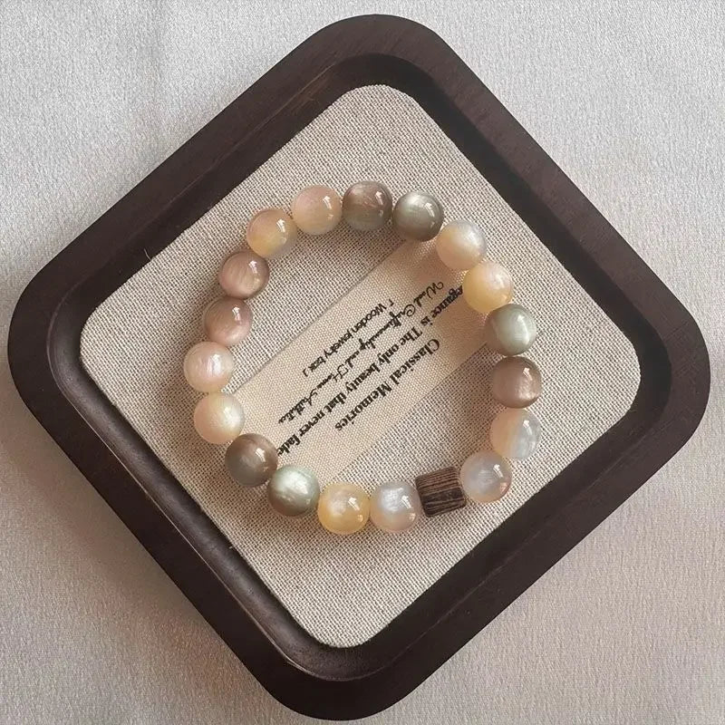 Vintage Pink Brown Beaded Bracelet Unique Stylish Jewelry Gift for Women Friendship Bracelets Браслет