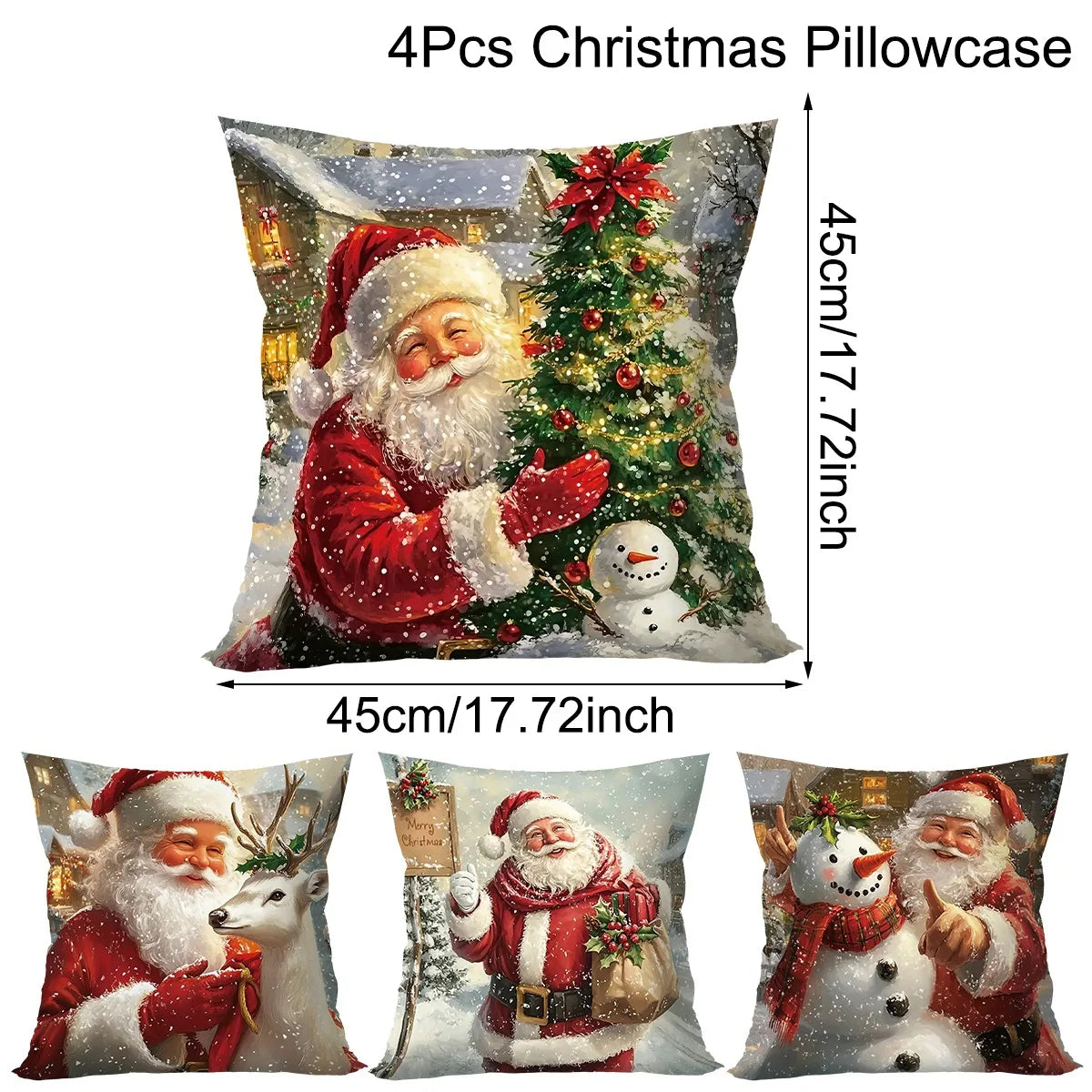 Christmas Throw Pillow Cover Santa Snowman Decorative Pillowcase for Sofa Bed Cushion Case for Christmas Home Decor Navidad 2025