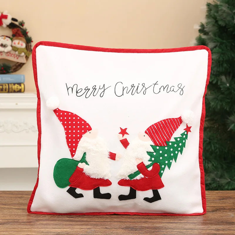 Christmas 3D Cushion Cover Snowman Santa Elk Pattern Pillowcase Sofa Cushion Covers for Home 2026 New Year Christmas Decorations