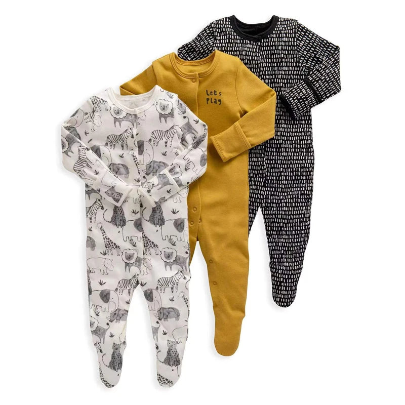 Brand Newborn Babies Clothes Infant Baby Boys Girls Romper Cotton Long Sleeve Pajamas Jumpsuit Toddler Clothes Outfits 3Pcs/Lot