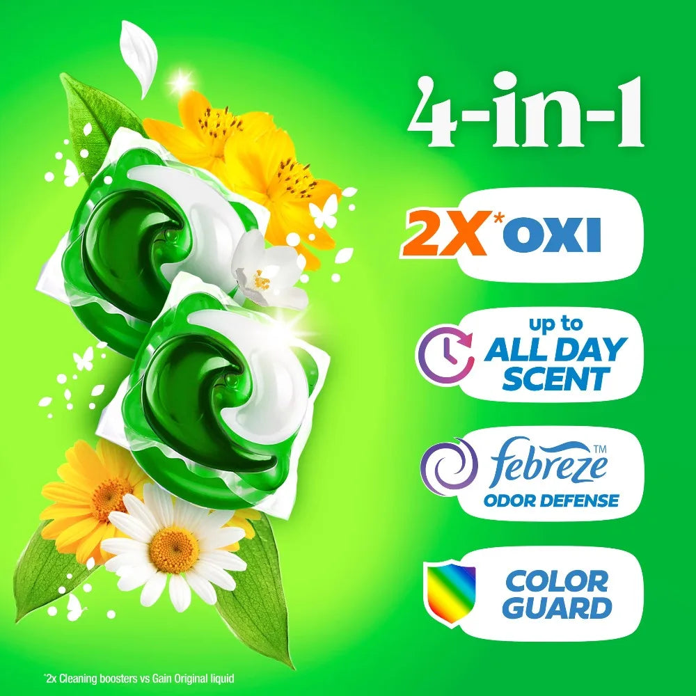 Bulk Stock Up for Large Families | 4-in-1 Oxi Boost Febreze Original Scent Laundry Pods, Clean & Fresh Washing Machine Detergent Pacs