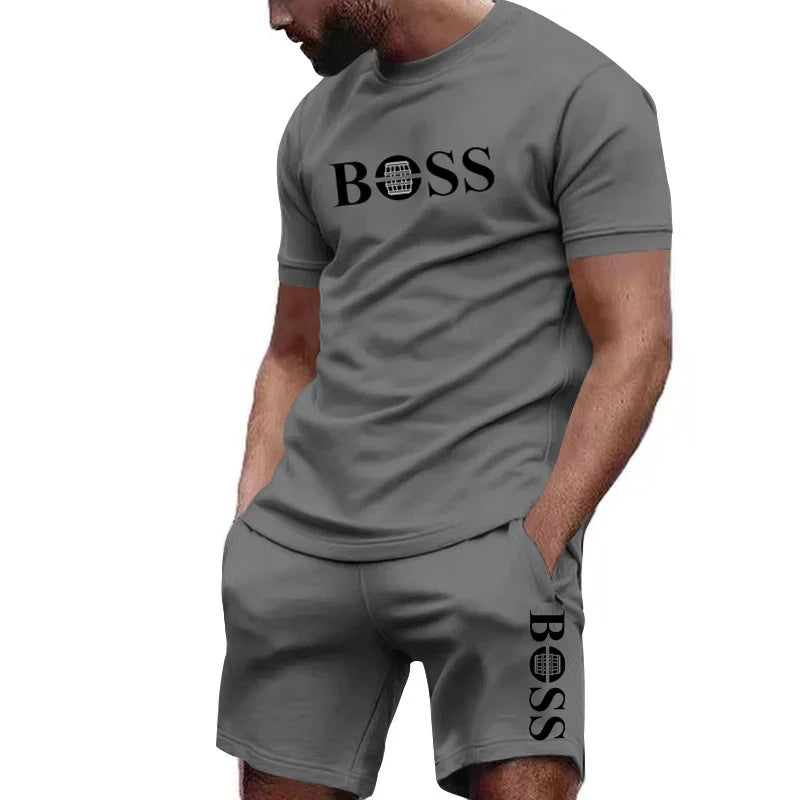 Men's two-piece sports suit, short sleeved T-shirt and pants, running and exercise sportswear, summer 2026, big discount