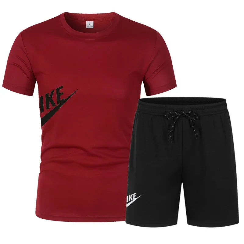 Men's 2026 Summer Casual Fashion Set, Breathable Short Sleeve T-shirt and Shorts Sportswear Two Piece Set