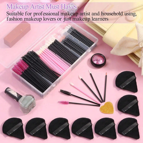 309-Piece Professional Disposable Makeup Kit - Triangular Puffs, Mascara Wands,Cosmetic Applicators - Hygienic Beauty Tools Set