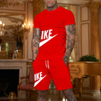 2025 new men's fashionable sportswear summer wear men's fitness wear short sleeved T-shirt and shorts quick drying 2-piece s