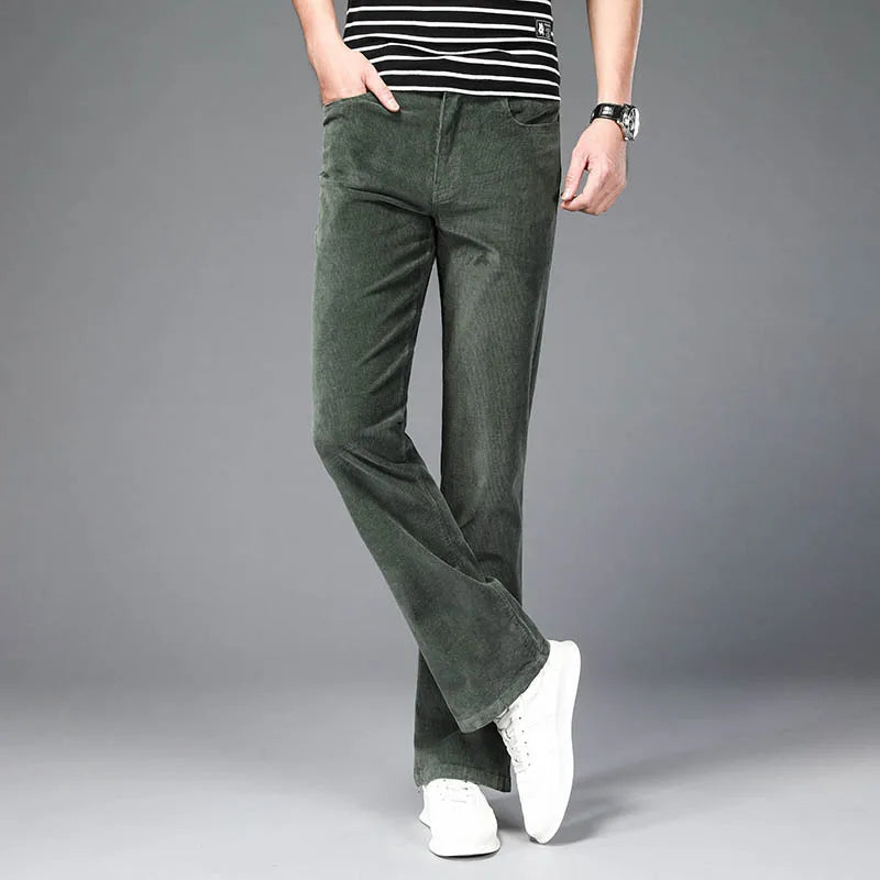 Corduroy Flare Pants  Men  Bell Bottom Boot Cut Trouser Men Classic Autumn Flared Pant Men Pantalon Homme Black White Khaki