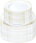 White And Gold Disposable Plates 200 Pcs For 100 Guests Dinner Dessert Plates For Party Wedding Graduation
