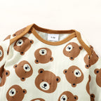 Newborn Baby Boy Romper Long Sleeves Cute Bear Print Bodysuit Spring Autumn Infant Boy Casual Jumpsuit Clothing for 0-18 Months