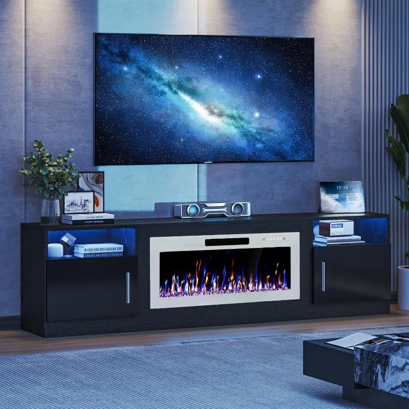VITESSE Fireplace with TV Stand 36" inch Electric Fireplace Up to 80" TVs, LED Light Entertainment Center, 70" Modern Wood High