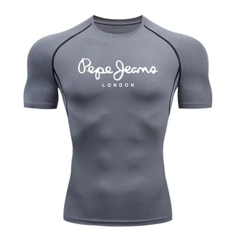 Sports T-shirt Men's Quick Drying Short Sleeved Sports T-shirt Top Gym Fitness Tight Fitting Shirt Training Running T-shirt Men
