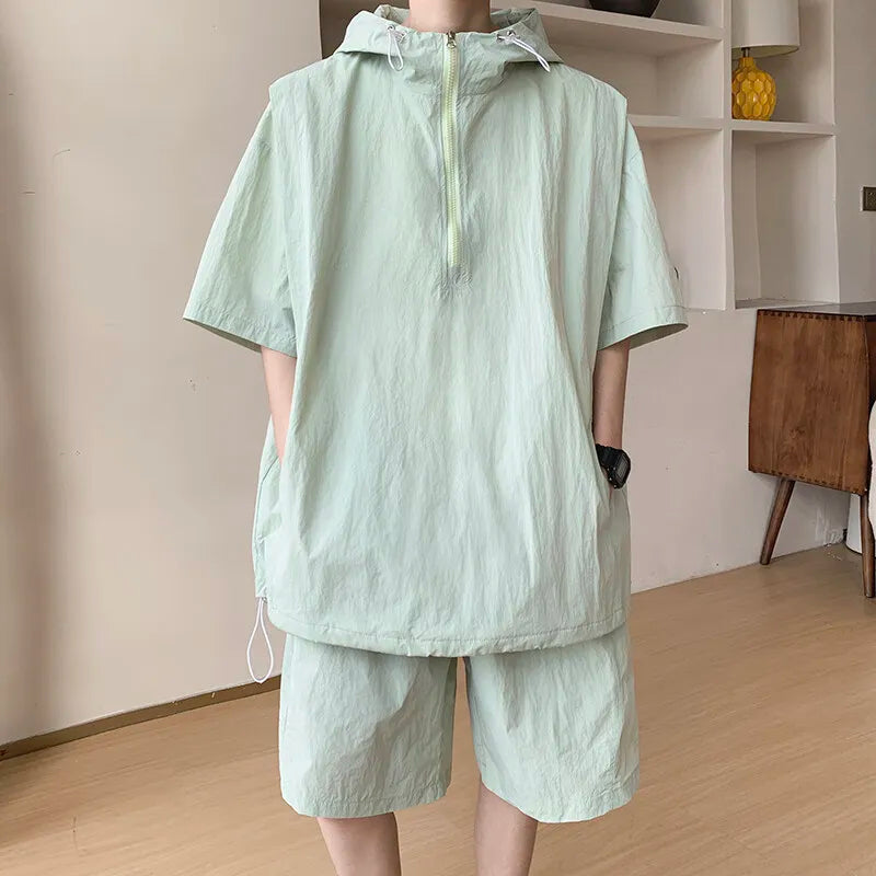 Men's Summer 2-Piece Outfit Breathable T-Shirt And Quick-Dry Shorts Set Casual Streetwear Trendy Gym And Beach Wear M-8XL 7XL