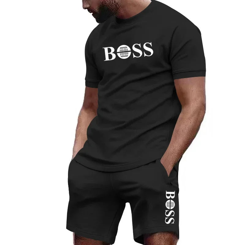 Men's two-piece sportswear short-sleeved T-shirt and pants set running and fitness sportswear summer 2025 big discount