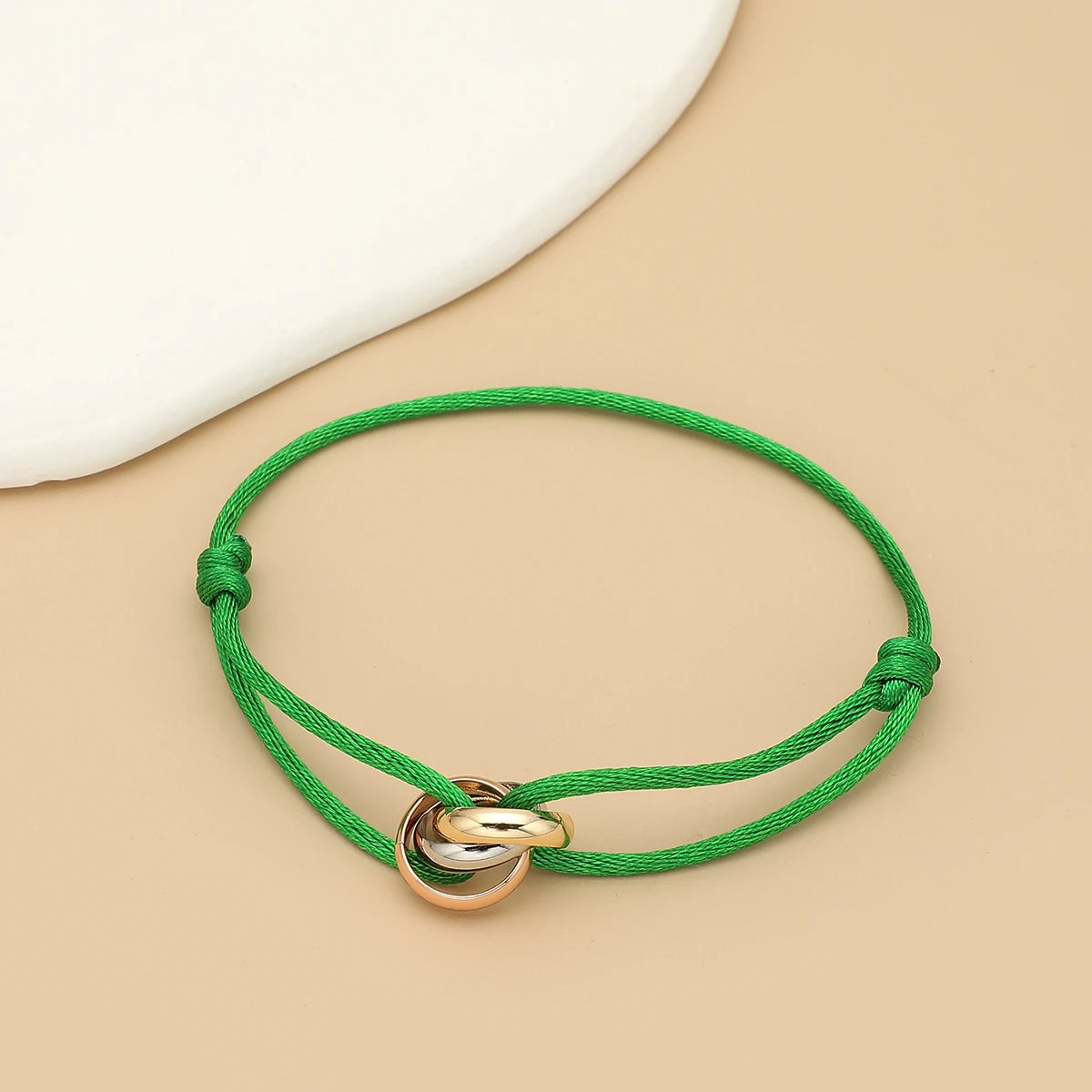 Simple Fashion Unisex Bracelet 3 Metal Round Circle Accessory Adjustable Men's Rope Bracelet for Women Jewelry Gifts