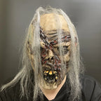 Scary Zombie Latex Mask with Chains & Hair Realistic Horror Corpse Mask Adult Unisex Halloween Cosplay Costume Props for Masquer