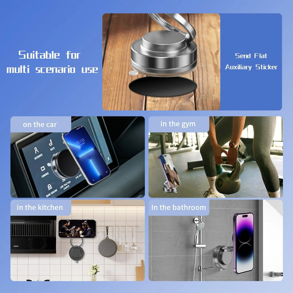 360° Upgraded Vacuum Magnetic Phone Holder, Magnetic Car Phone Mount, Hands-Free Suction Cup Phone Holder for Car/Gym/Mirror